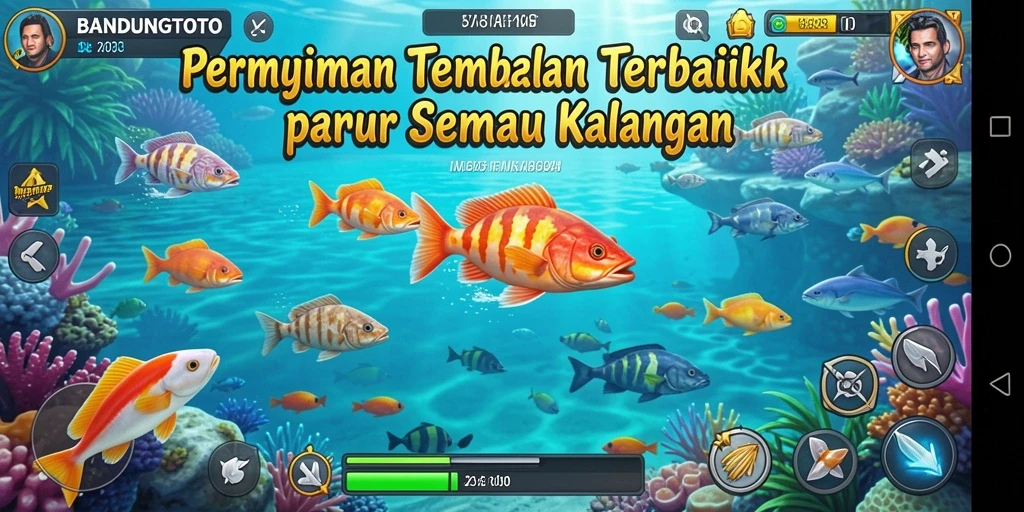 Tampilan gameplay seru dalam BANDUNGTOTO saat menembak ikan.