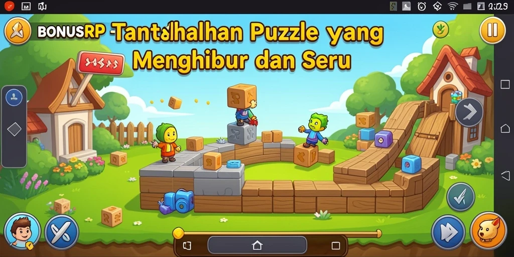 Tangkapan layar dari gameplay BONUSRP menampilkan serunya menyelesaikan puzzle.