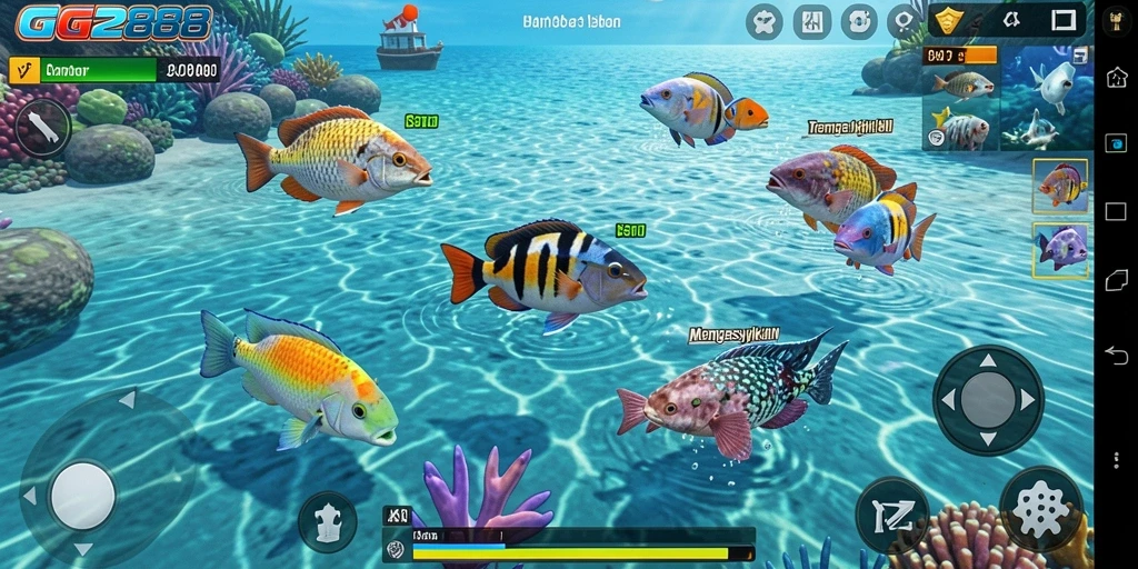 Screenshot gameplay GG288 menampilkan aksi seru menangkap ikan.