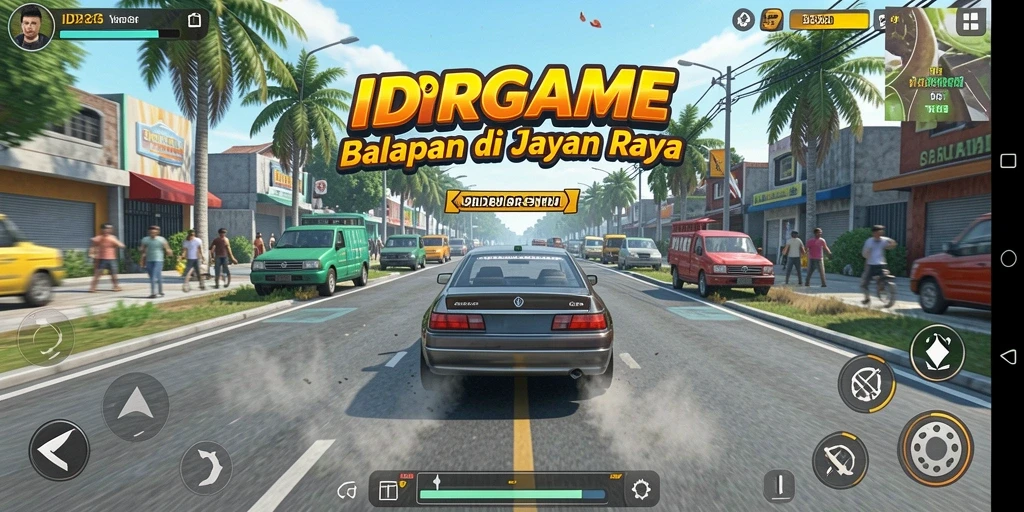 Screenshot IDRGAME menunjukkan aksi balapan yang mendebarkan dan grafis menawan.
