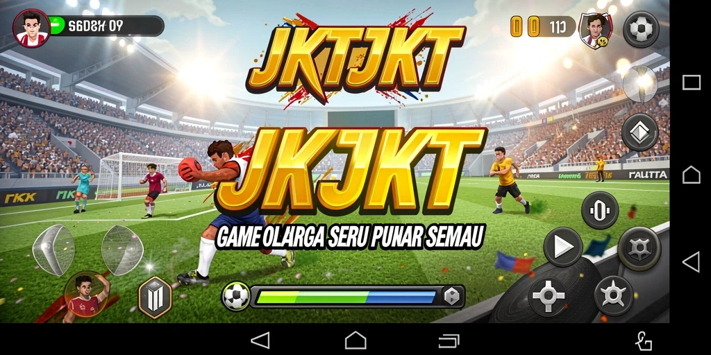 Screenshot utama JKTJKT menampilkan aksi seru dalam permainan olahraga.