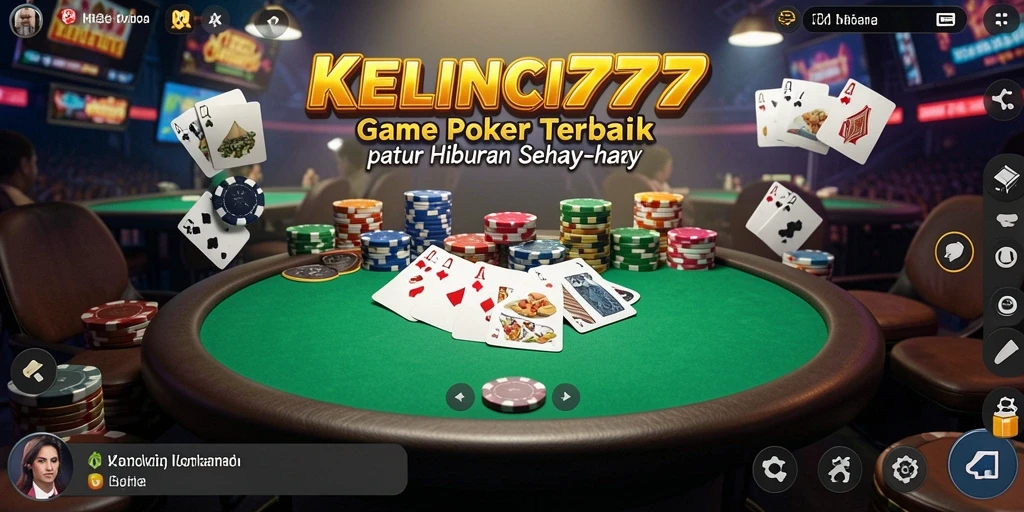 Tampilan utama gameplay Poker KELINCI777 yang seru dan interaktif.