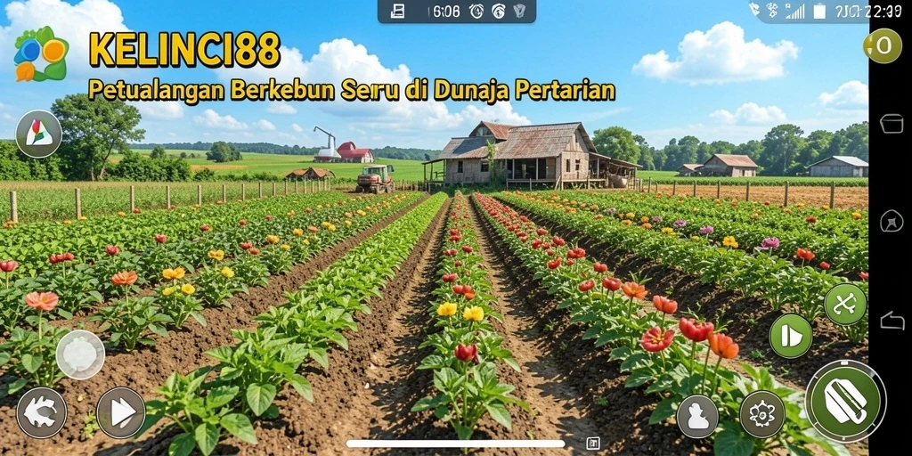 Gameplay seru di KELINCI88 yang menampilkan kebun yang indah.
