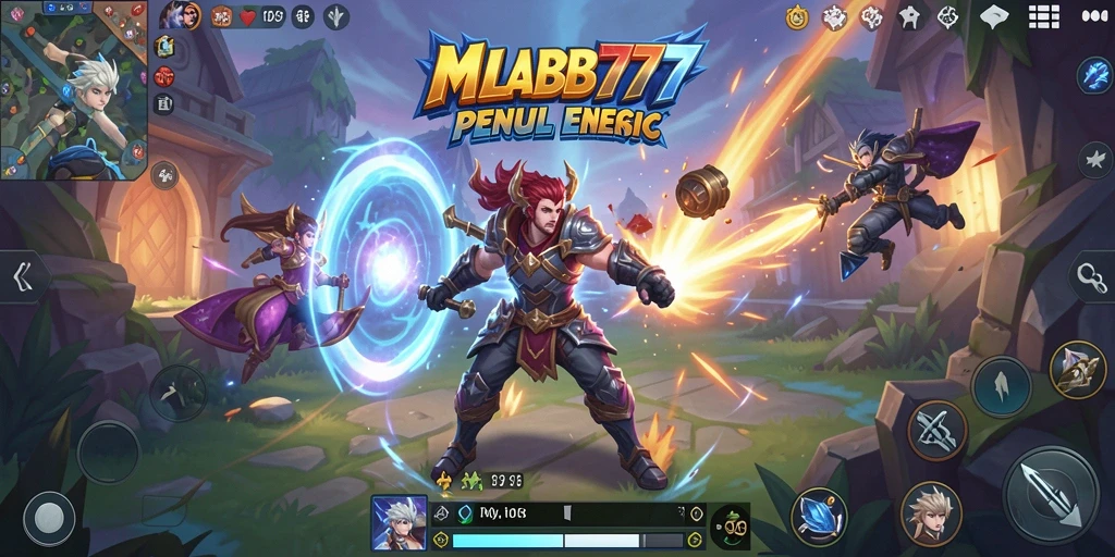 Tampilan gameplay MLBB777 yang dinamis dan berwarna-warni.