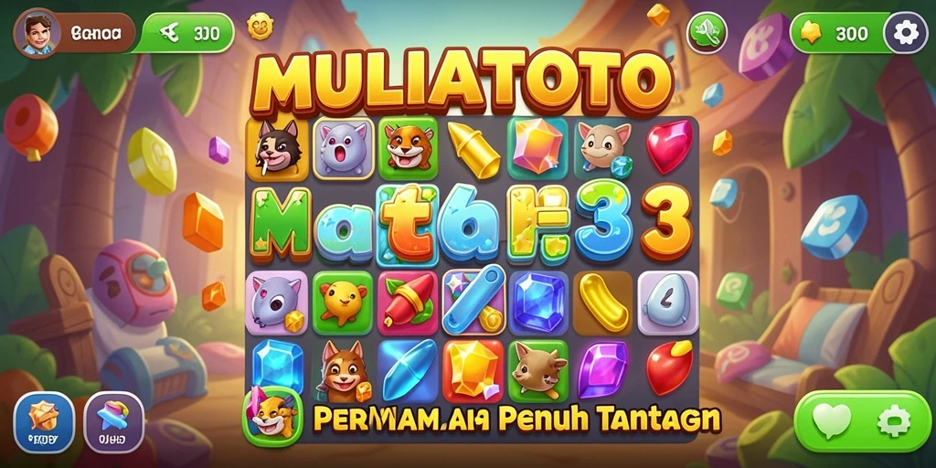 Tampilan menarik dalam gameplay Match-3 MULIATOTO yang penuh warna.