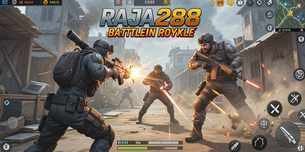 Screenshot gameplay RAJA288 menampilkan aksi pertempuran yang intens.