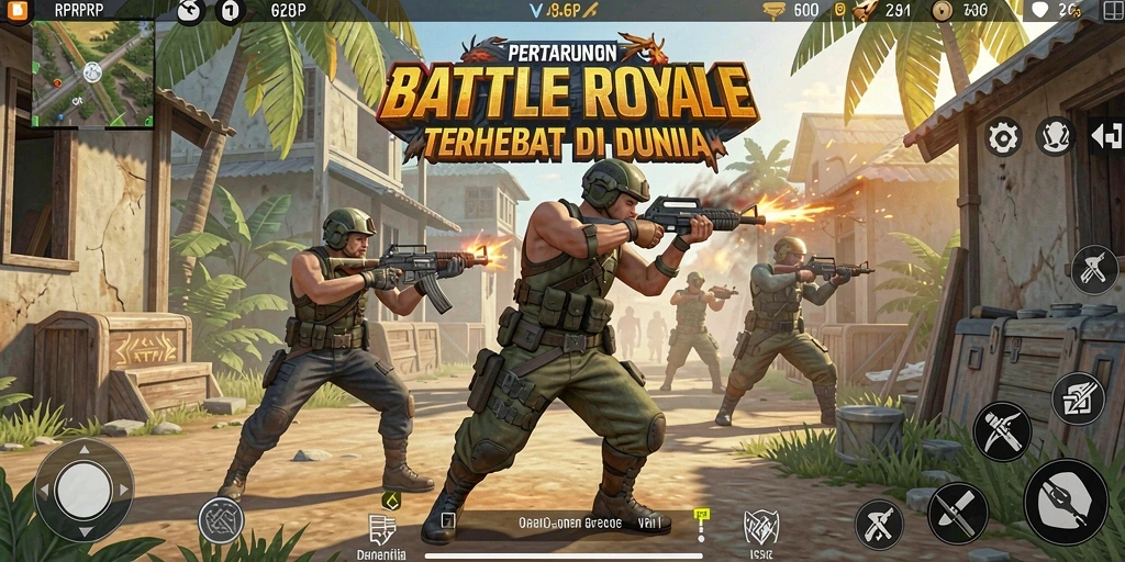 Tampilan gameplay RPRPRP dalam aksi pertarungan Battle Royale.