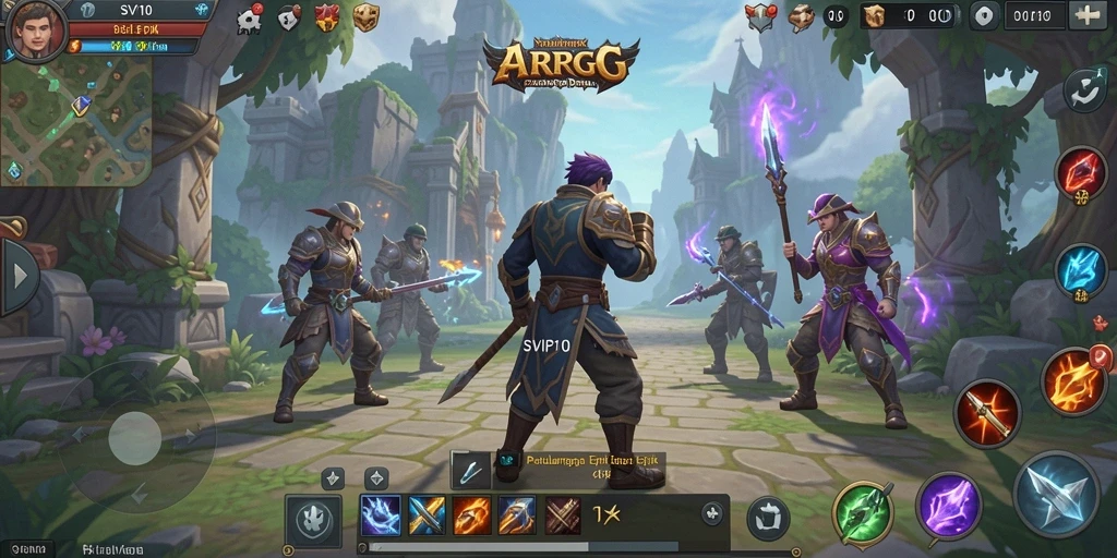 Screenshot gameplay ARPG SVIP10 menunjukkan aksi pertarungan yang mendebarkan.